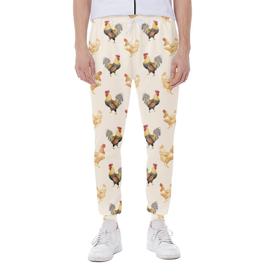 Watercolor Rooster Pattern Print Scuba Joggers