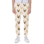 Watercolor Rooster Pattern Print Scuba Joggers