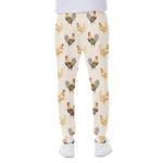 Watercolor Rooster Pattern Print Scuba Joggers