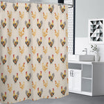 Watercolor Rooster Pattern Print Shower Curtain