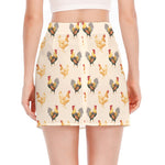 Watercolor Rooster Pattern Print Side Slit Mini Skirt