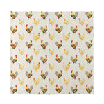 Watercolor Rooster Pattern Print Silk Bandana