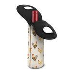 Watercolor Rooster Pattern Print Single Neoprene Wine Tote