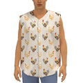 Watercolor Rooster Pattern Print Sleeveless Baseball Jersey