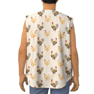 Watercolor Rooster Pattern Print Sleeveless Baseball Jersey