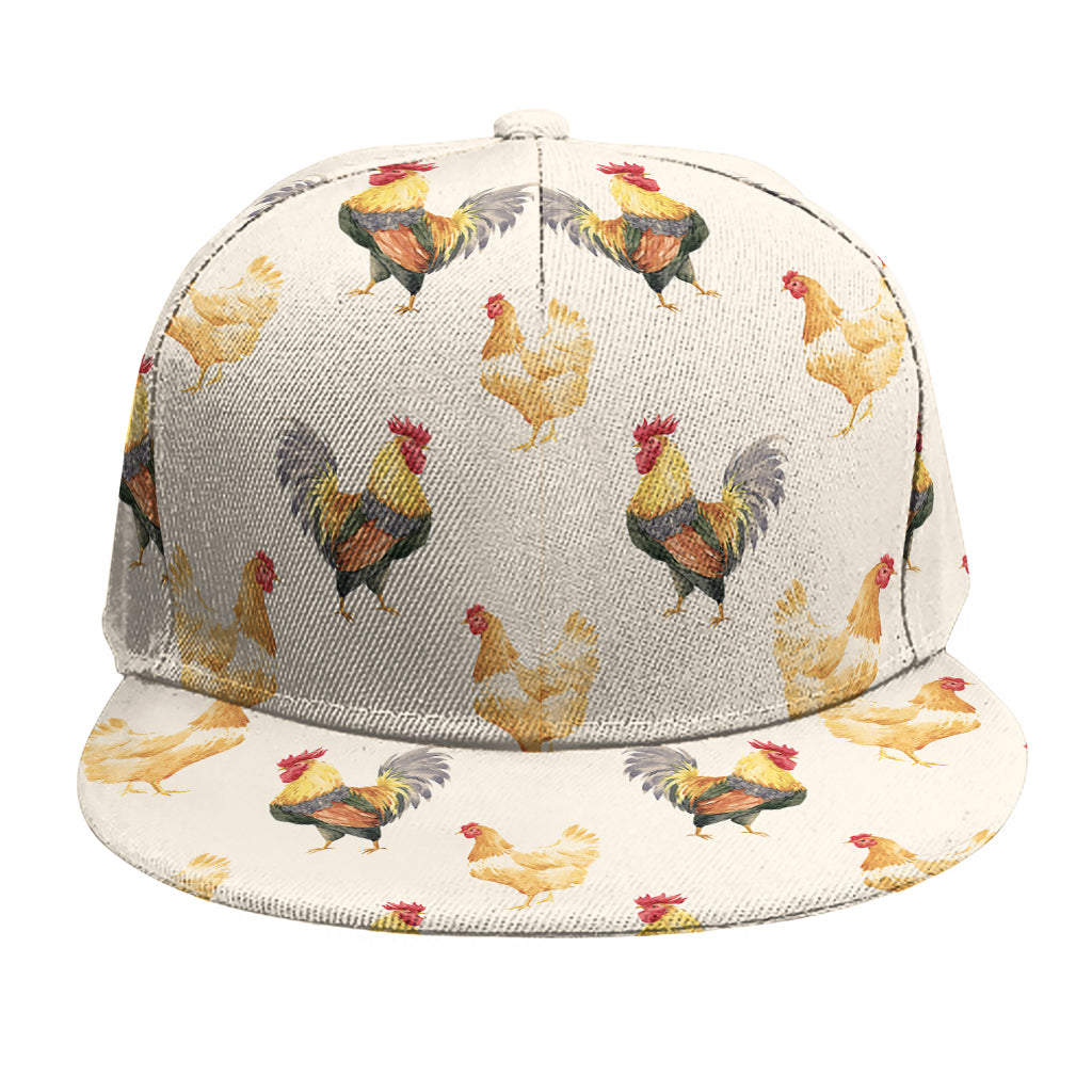 Watercolor Rooster Pattern Print Snapback Cap