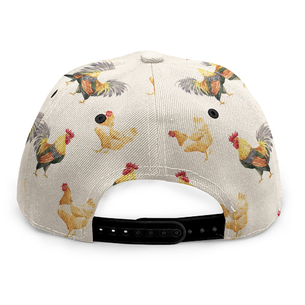 Watercolor Rooster Pattern Print Snapback Cap