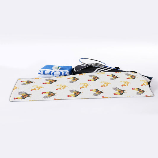 Watercolor Rooster Pattern Print Sports Towel