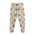 Watercolor Rooster Pattern Print Sweatpants