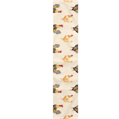 Watercolor Rooster Pattern Print Table Runner