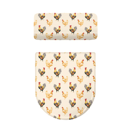 Watercolor Rooster Pattern Print Toilet Lid And Tank Cover Set