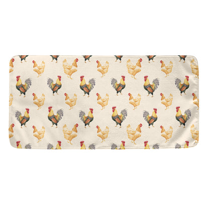 Watercolor Rooster Pattern Print Towel