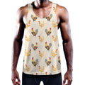 Watercolor Rooster Pattern Print Men's Workout Tank Top