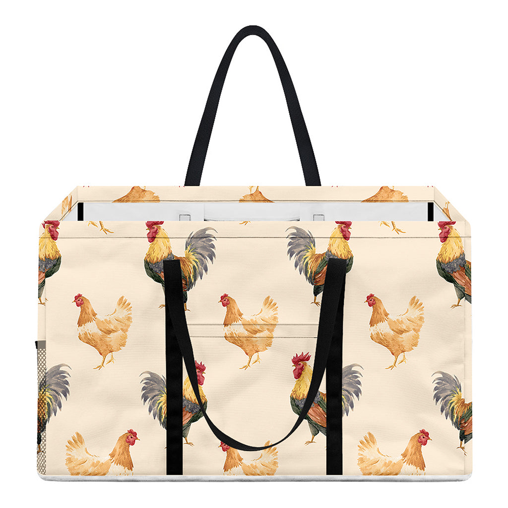 Watercolor Rooster Pattern Print Utility Tote Bag