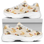 Watercolor Rooster Pattern Print White Chunky Shoes