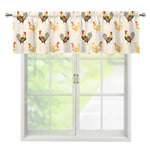 Watercolor Rooster Pattern Print Window Valance
