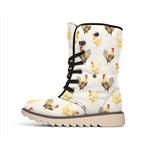 Watercolor Rooster Pattern Print Winter Boots