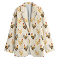 Watercolor Rooster Pattern Print Women's Blazer
