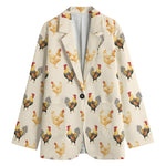 Watercolor Rooster Pattern Print Women's Blazer