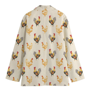 Watercolor Rooster Pattern Print Women's Blazer