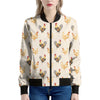 Watercolor Rooster Pattern Print Women's Bomber Jacket