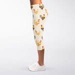 Watercolor Rooster Pattern Print Women's Capri Leggings