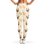 Watercolor Rooster Pattern Print Women's Leggings