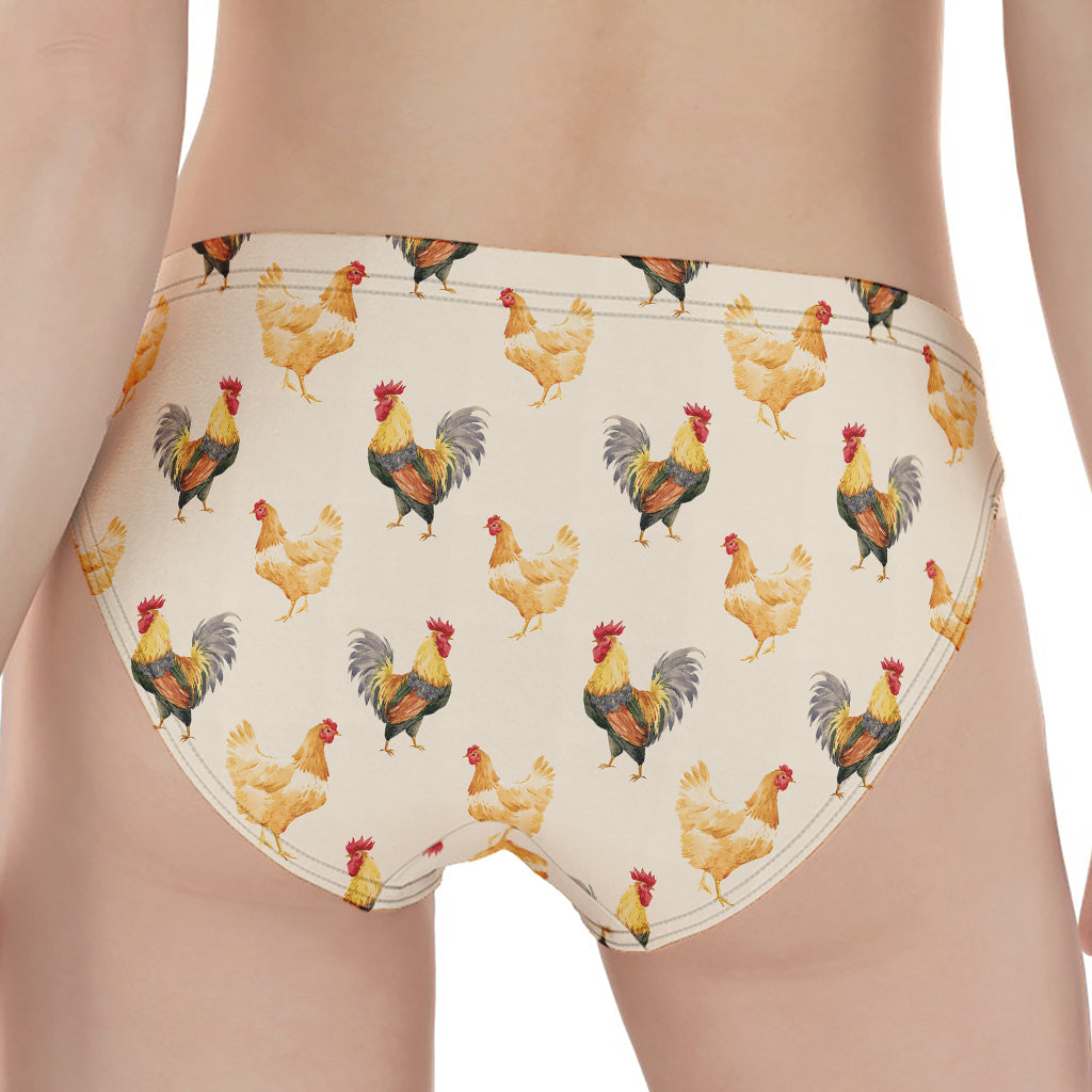 Watercolor Rooster Pattern Print Women's Panties