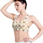 Watercolor Rooster Pattern Print Women's Sports Bra