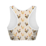 Watercolor Rooster Pattern Print Women's Sports Bra