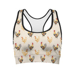 Watercolor Rooster Pattern Print Women's Sports Bra