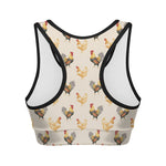Watercolor Rooster Pattern Print Women's Sports Bra