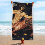 Watercolor Sagittarius Zodiac Sign Print Beach Towel