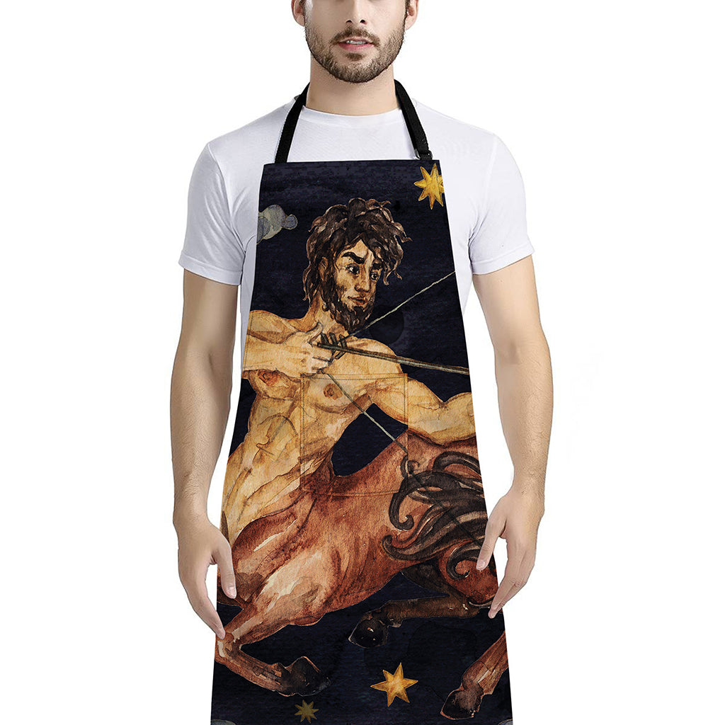 Watercolor Sagittarius Zodiac Sign Print Bib Apron With Pocket