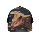 Watercolor Sagittarius Zodiac Sign Print Black Mesh Trucker Cap