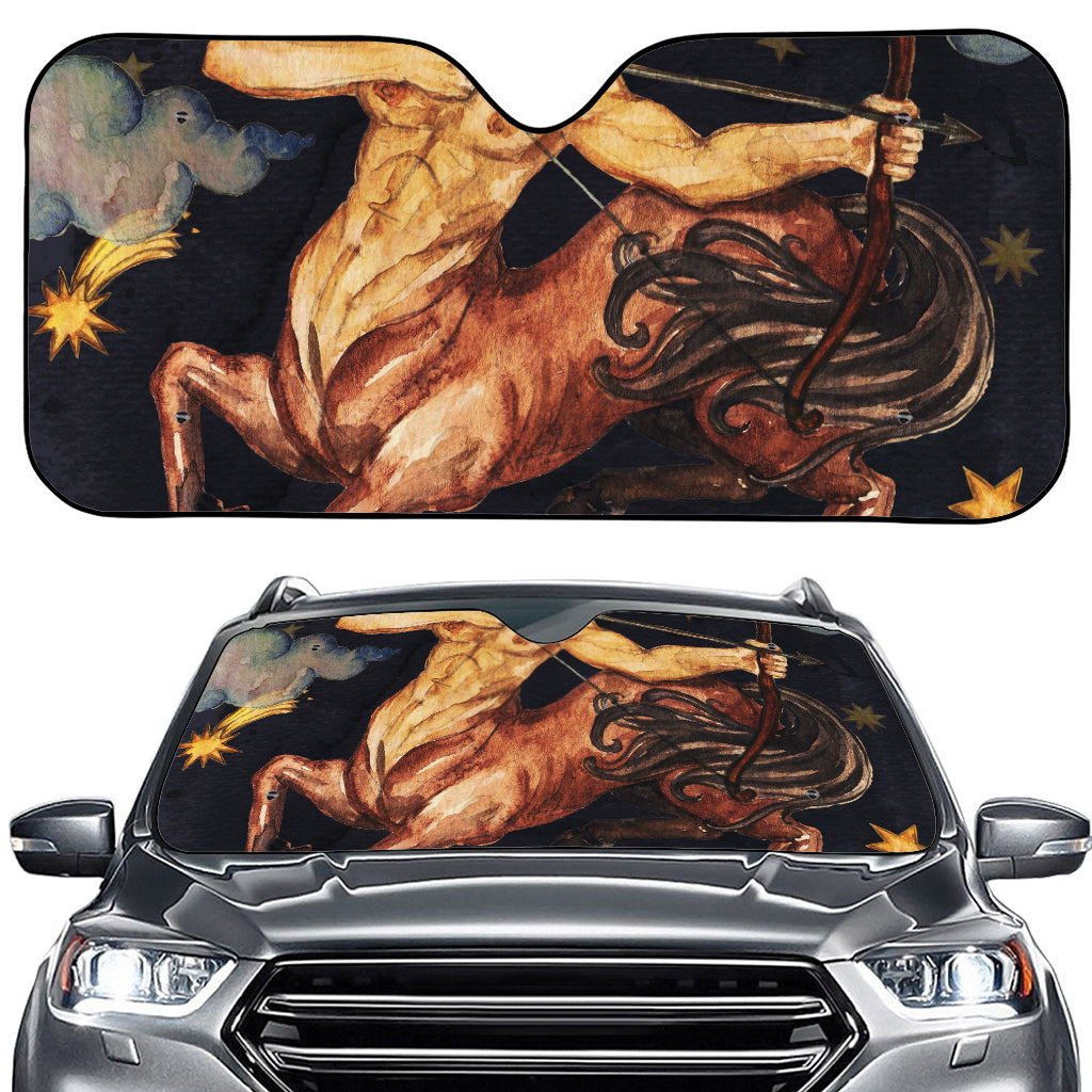 Watercolor Sagittarius Zodiac Sign Print Car Windshield Sun Shade