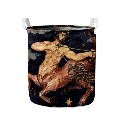 Watercolor Sagittarius Zodiac Sign Print Collapsible Laundry Basket