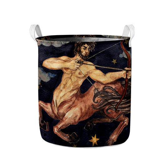 Watercolor Sagittarius Zodiac Sign Print Collapsible Laundry Basket