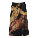 Watercolor Sagittarius Zodiac Sign Print Cotton Front Slit Maxi Skirt