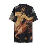 Watercolor Sagittarius Zodiac Sign Print Cotton Hawaiian Shirt
