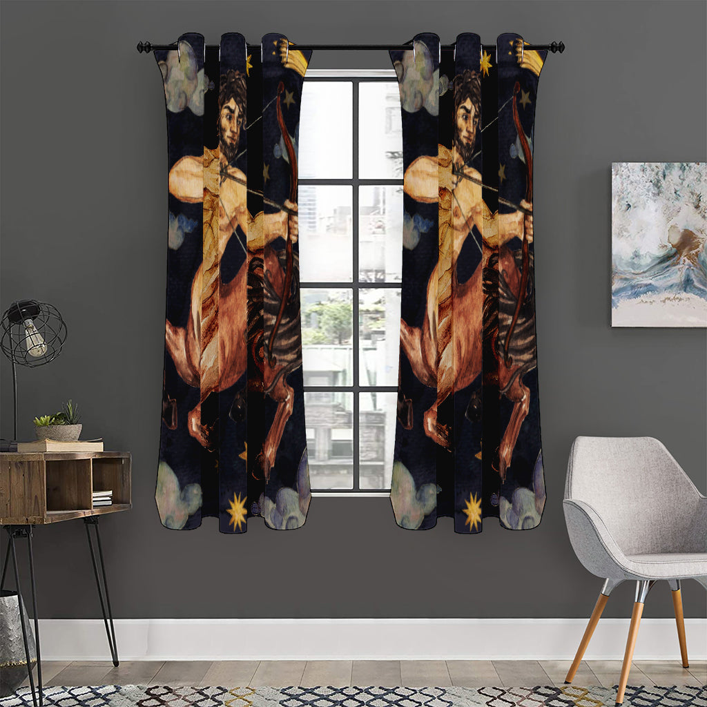 Watercolor Sagittarius Zodiac Sign Print Curtain