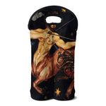 Watercolor Sagittarius Zodiac Sign Print Double Neoprene Wine Tote