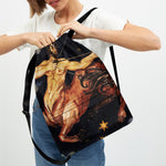 Watercolor Sagittarius Zodiac Sign Print Drawstring Backpack