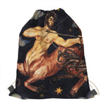 Watercolor Sagittarius Zodiac Sign Print Drawstring Bag