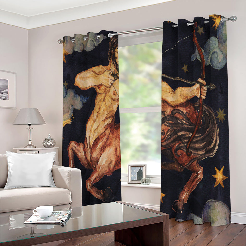 Watercolor Sagittarius Zodiac Sign Print Extra Wide Grommet Curtains