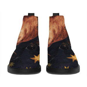 Watercolor Sagittarius Zodiac Sign Print Flat Ankle Boots