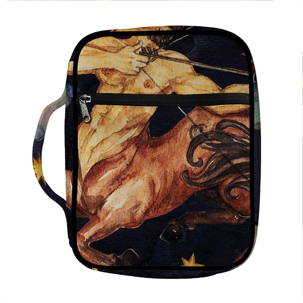 Watercolor Sagittarius Zodiac Sign Print Front Pocket Bible Bag