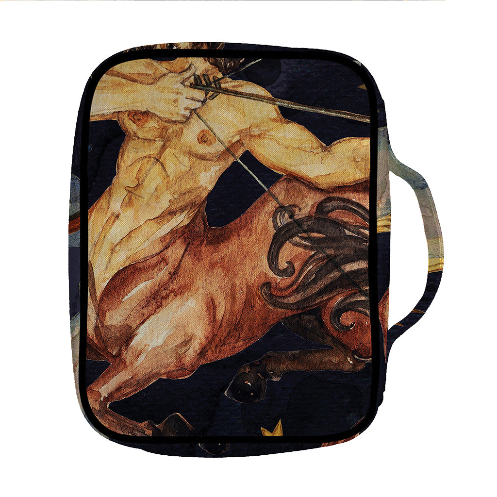 Watercolor Sagittarius Zodiac Sign Print Front Pocket Bible Bag