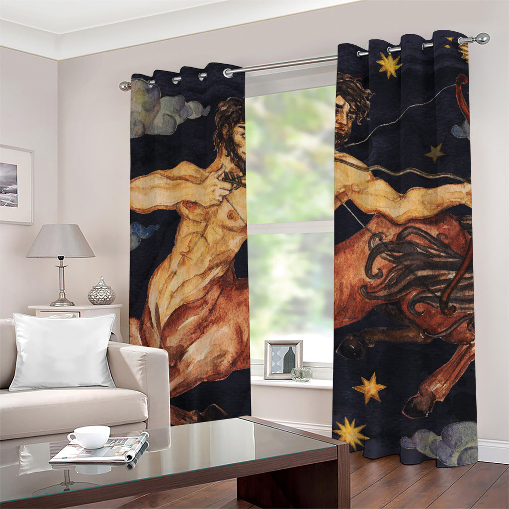 Watercolor Sagittarius Zodiac Sign Print Grommet Curtains