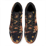 Watercolor Sagittarius Zodiac Sign Print High Top Leather Sneakers